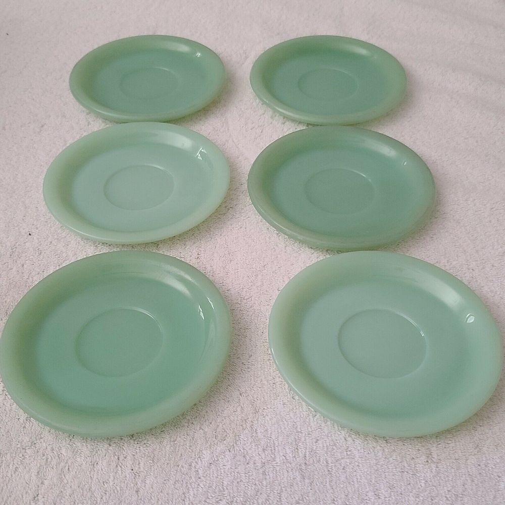 Fire King Oven Ware Jadeite saucer plates 6 lot of 6 Vintage Restaurant ware