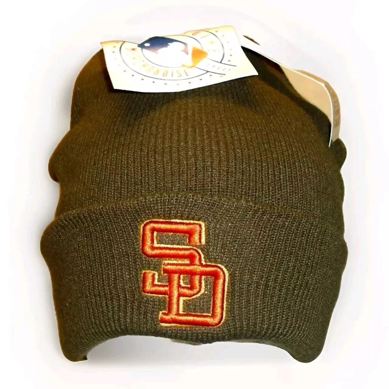 San Diego Padres Mens 90s Vintage Brown Beanie Winter Cuffed hat New Tags Mlb