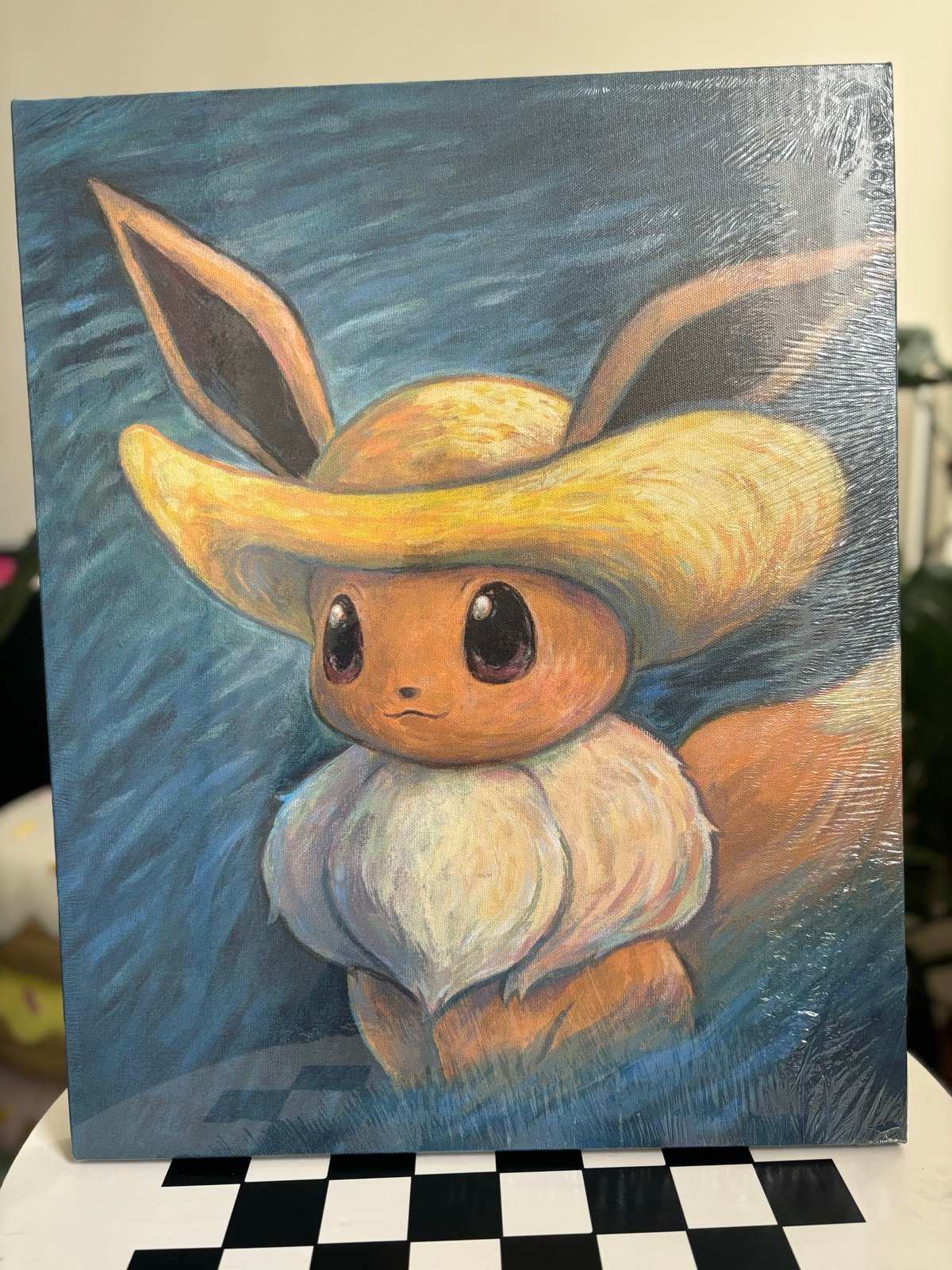Pokémon Center x Van Gogh Museum:Eevee Self Portrait with Straw Hat Canvas Art