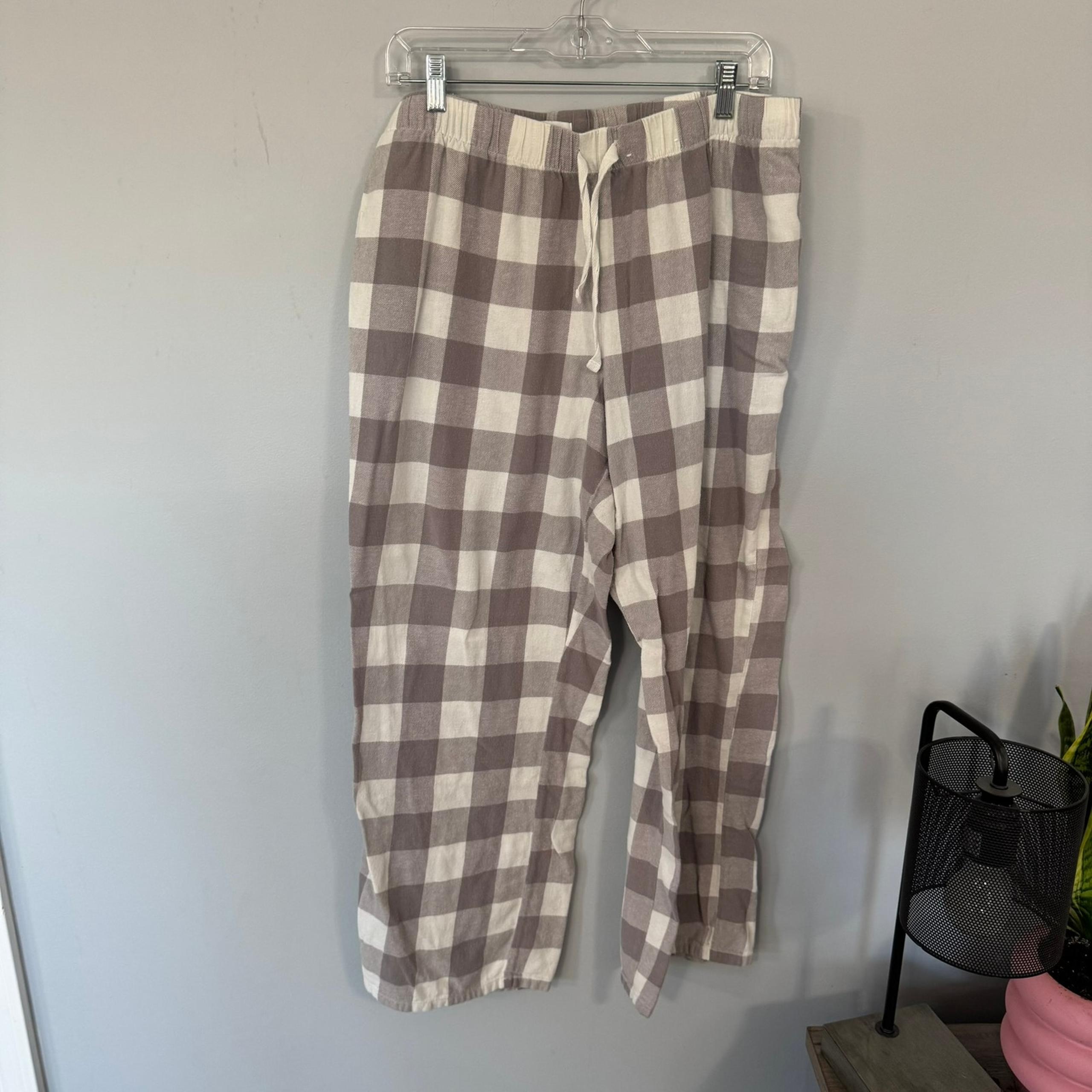 Sonoma Pull On Pajama Pants Bottoms Women's Size XL Gray & White Buffalo Plaid