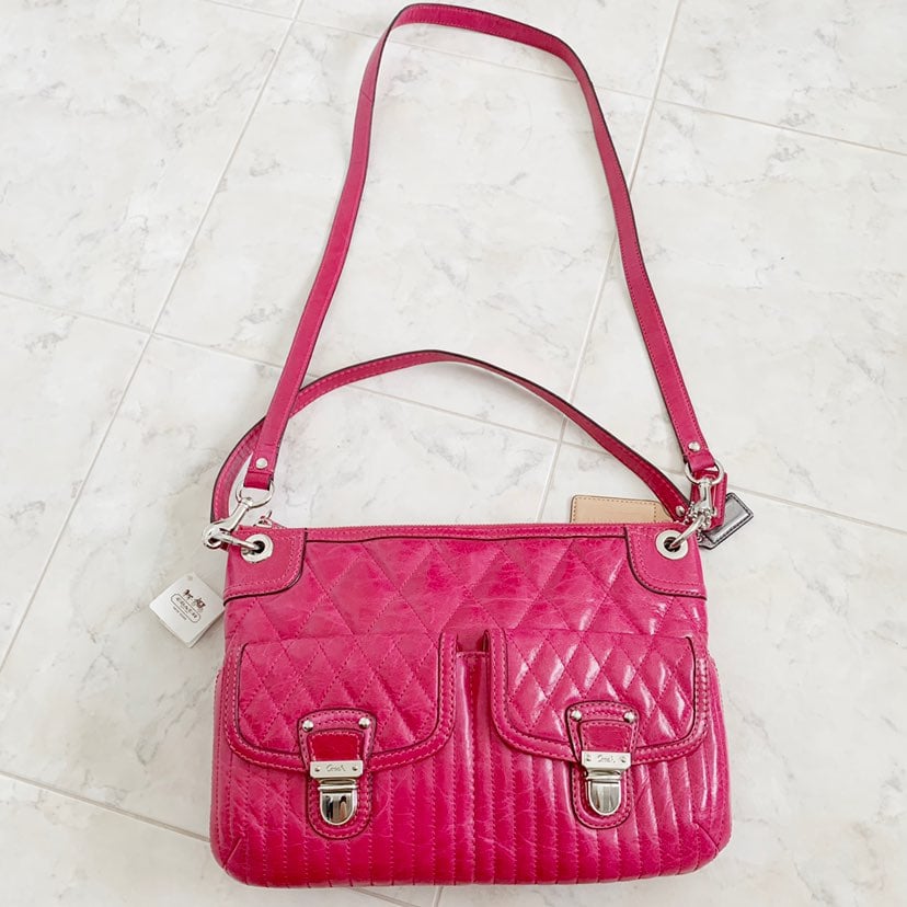 NEW Pink Coach Leather Crossbody Purse