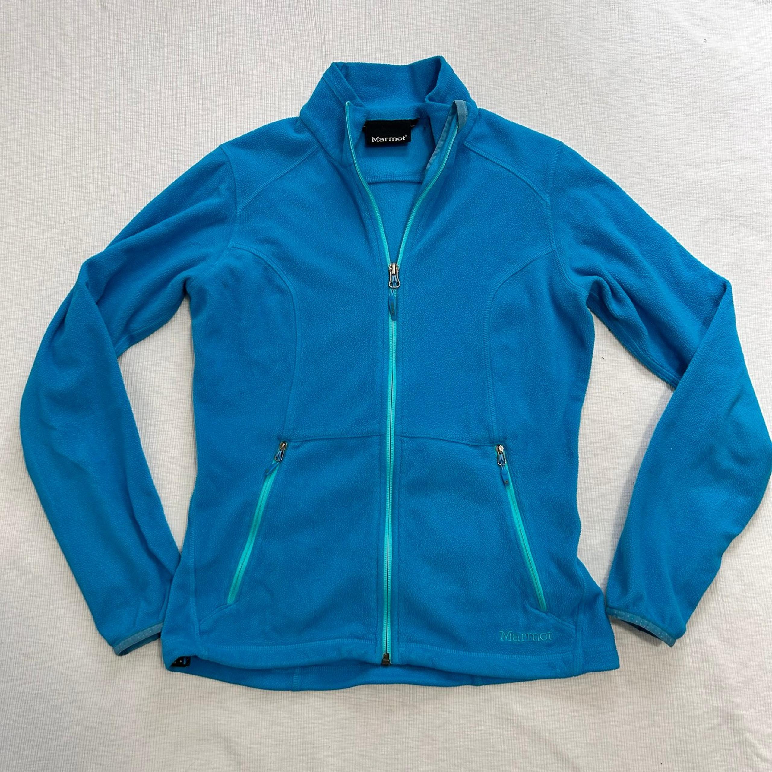 Marmot Fleece Jacket Womens Size Small Blue Full Zip Pockets Coat