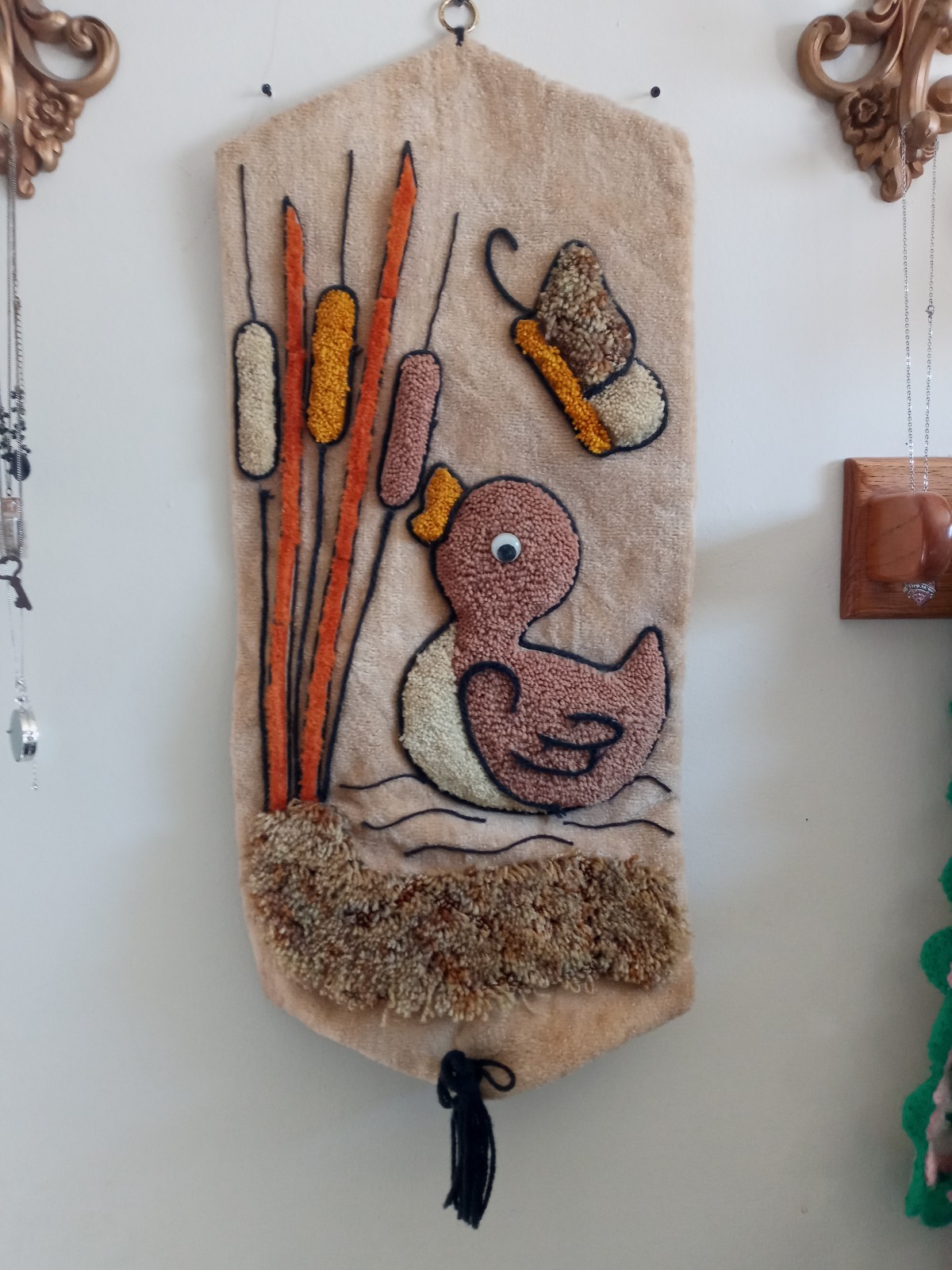 Vtg Mid Century Wall Hanging Rug Art Tapestry Ducks