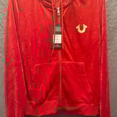 True Religion Women's Classic Velour Zip Hoodie Sweatshirt Size L 119