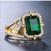 Luxury 18k yellow gold plated green emerald ring