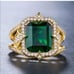 Luxury 18k yellow gold plated green emerald ring