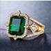 Luxury 18k yellow gold plated green emerald ring