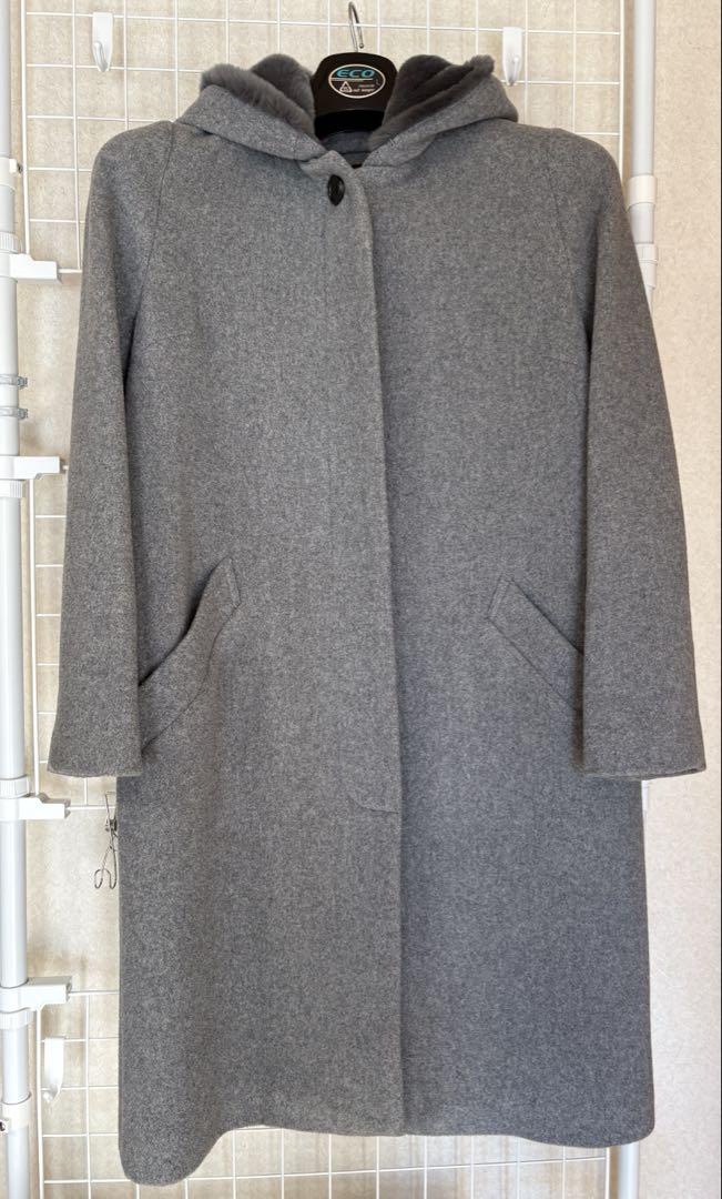 LOUNIE Hooded Long Coat Gray
