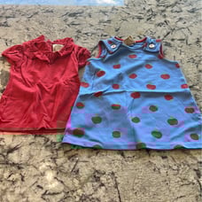 TBBC apple dress and red top set