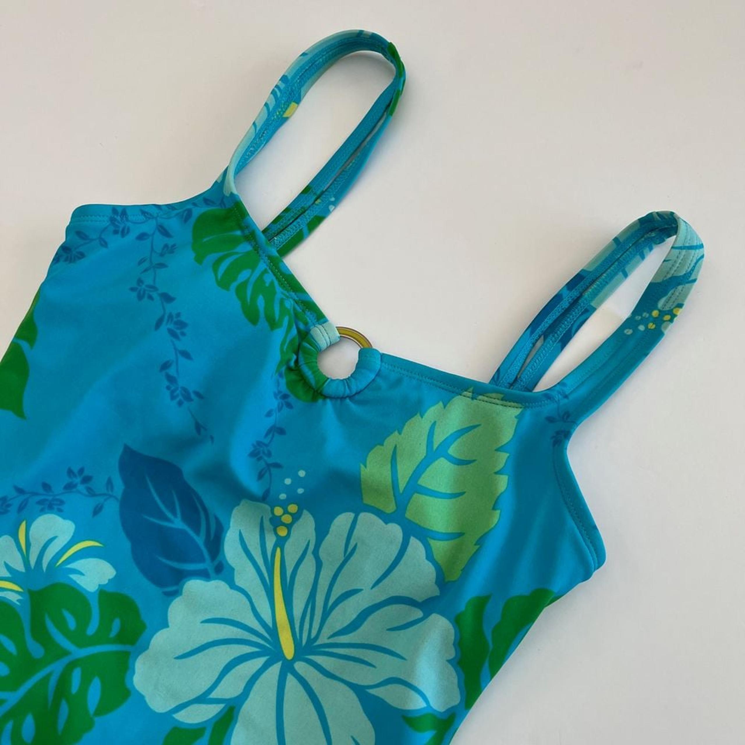 Tommy Hilfiger Womens Turquoise Hibiscus Flower Bathing Suit, Tommy Hilfiger 83
