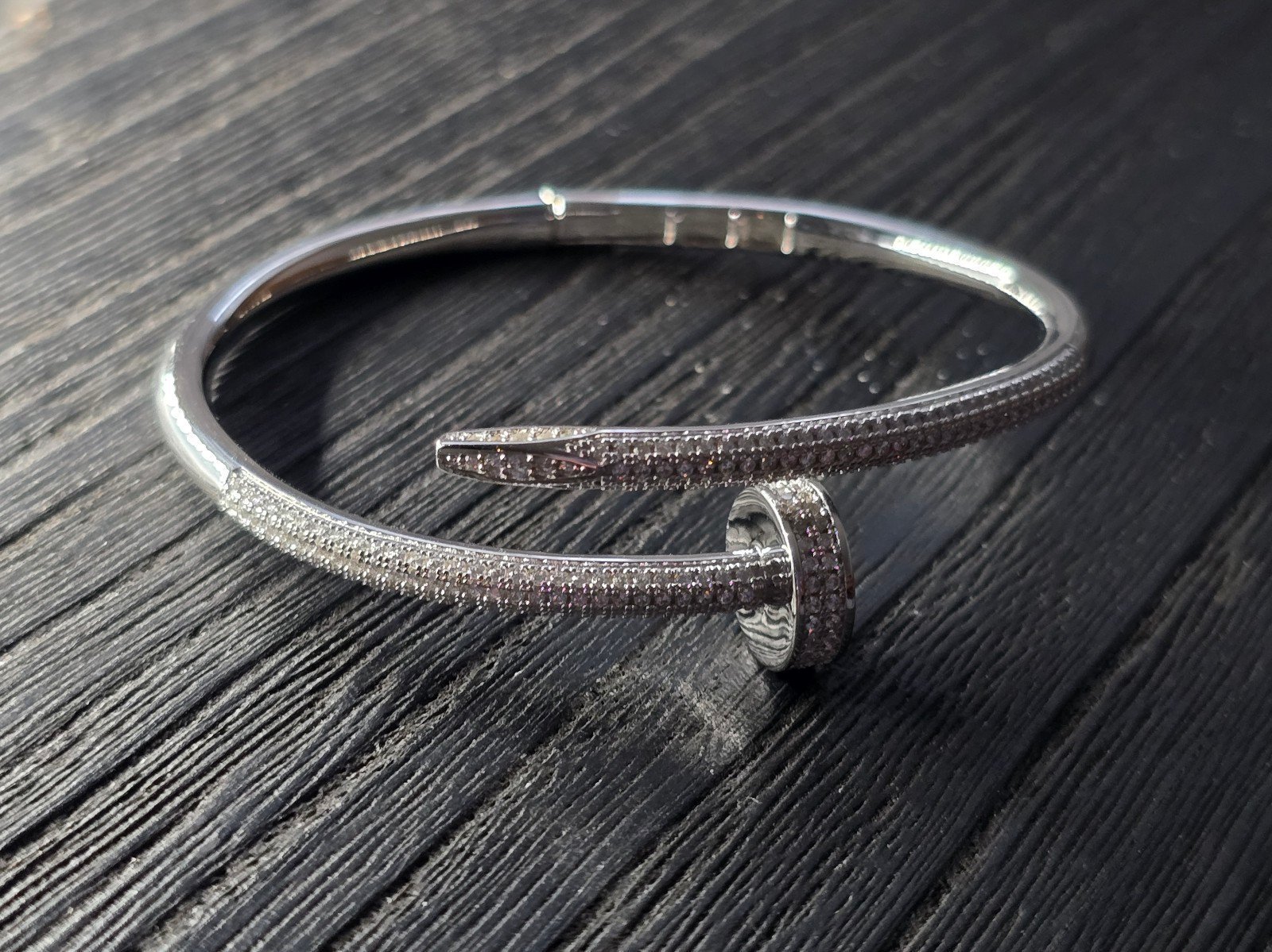 Fine solid sterling silver CZ diamonds gold filled bangle bracelet