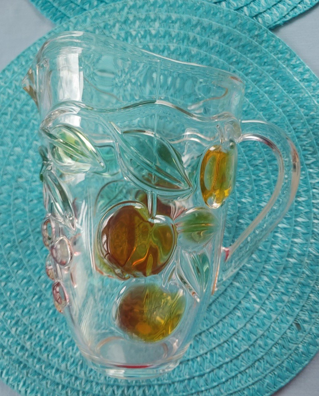 Mikasa Embossed Glass Pitcher
