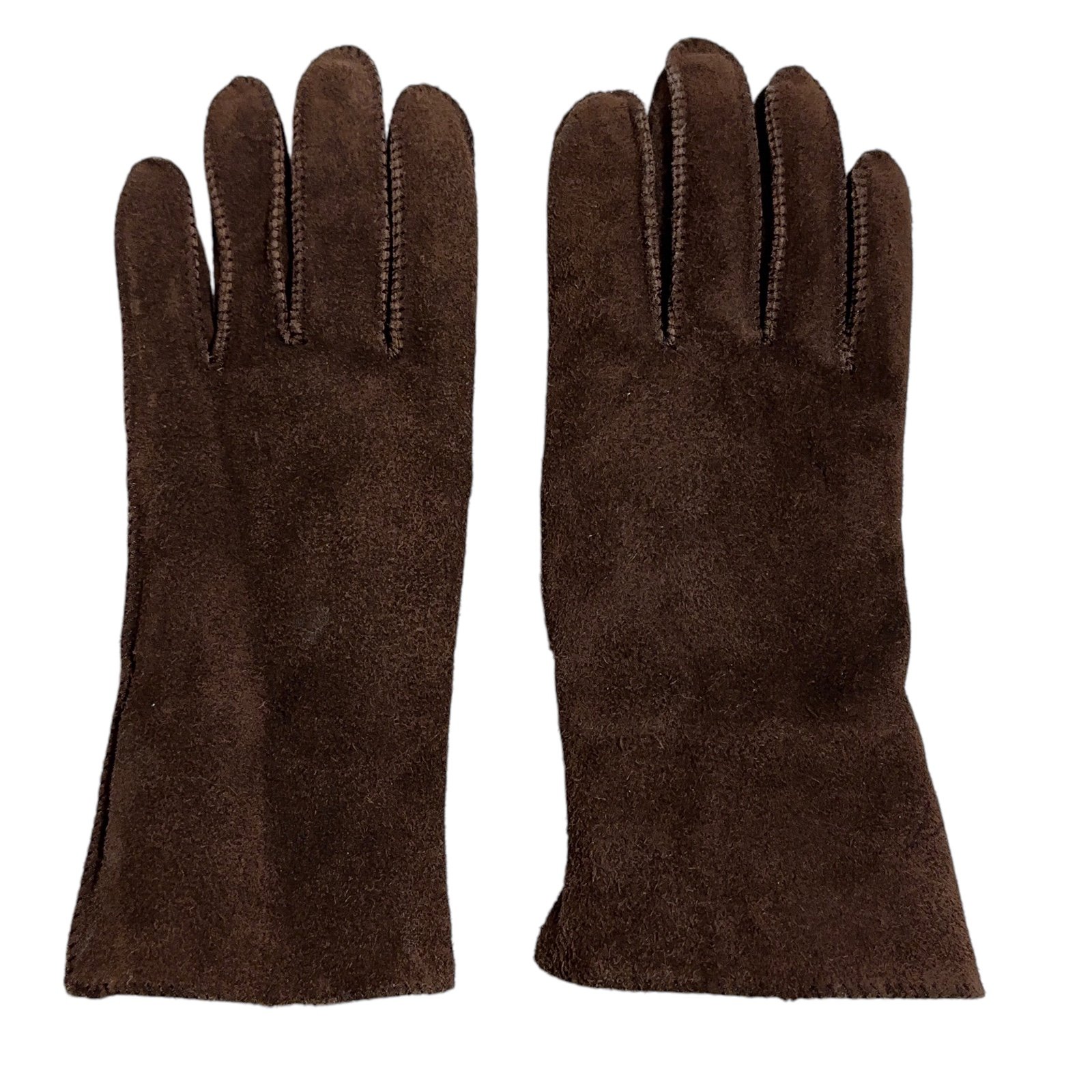 Ben Berger & Son Womens Vintage Gloves Brown Suede Size M Fleece Lined Winter