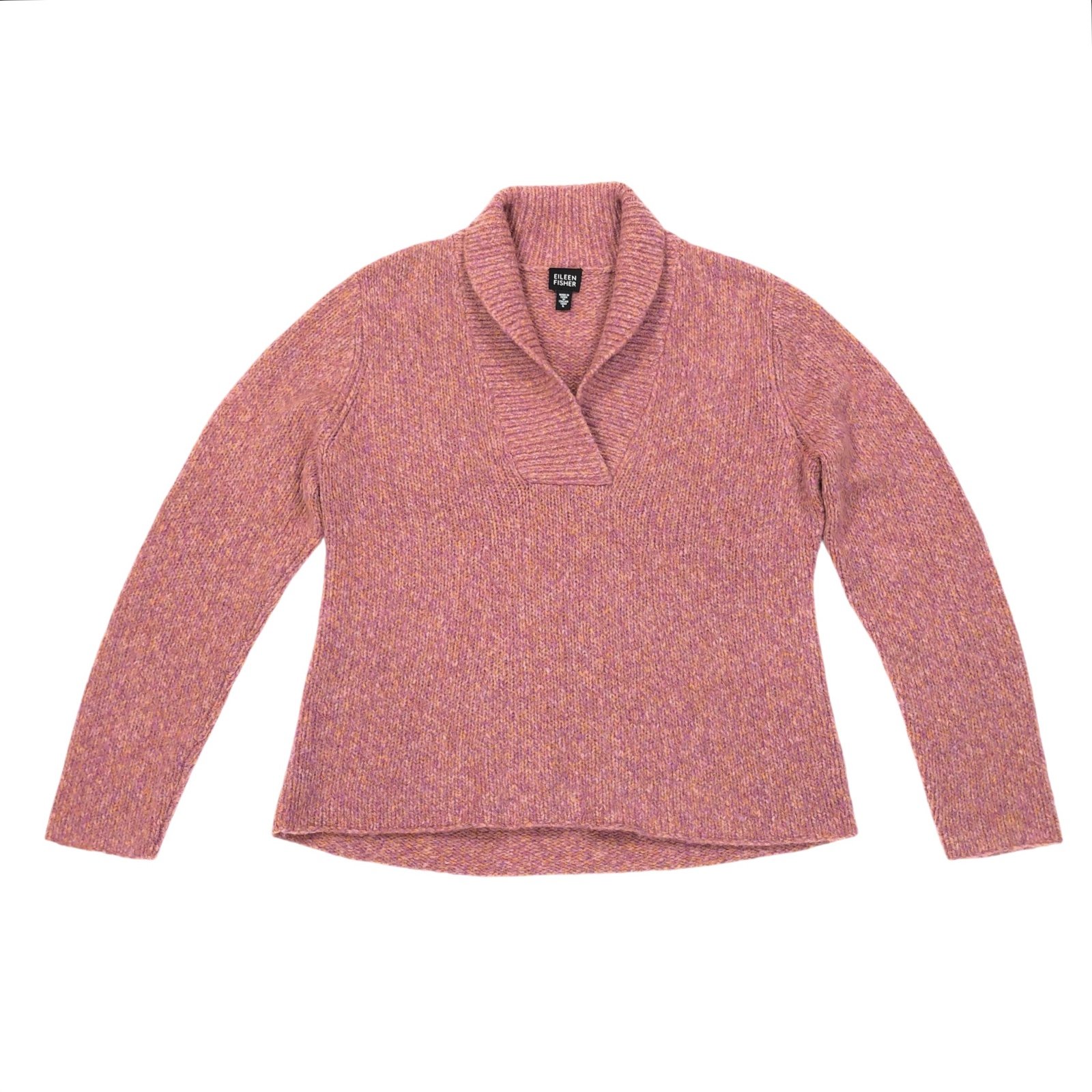 Eileen Fisher Women's Shawl Collar Knit Sweater Size Large Pink Wool Blend
