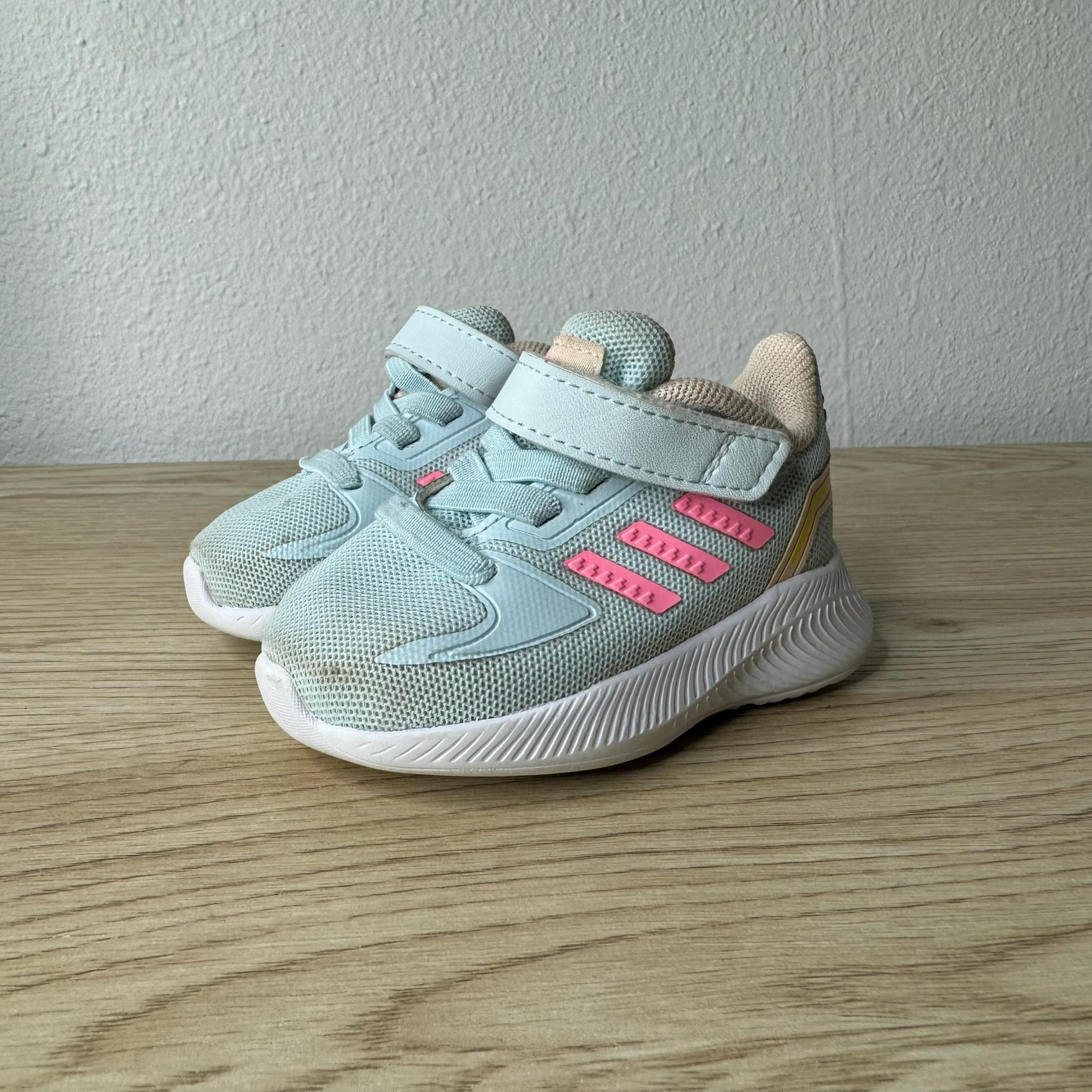 Adidas RunFalcon 2.0 Girl Infant Size 3 Blue Pink Yellow White Sole 3K