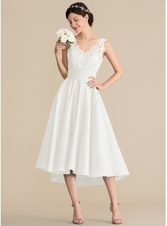 Bride/Bridesmaid Dress - V-neck, High-Lo