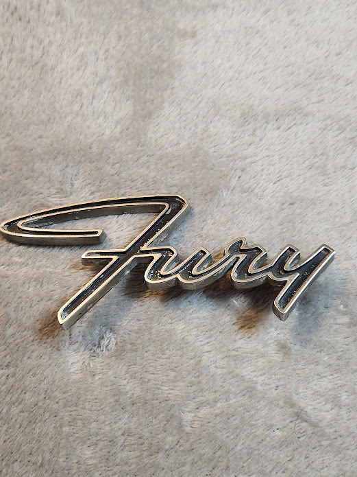 Plymouth OEM Fury Fender Side Script Emblem Badge Logo