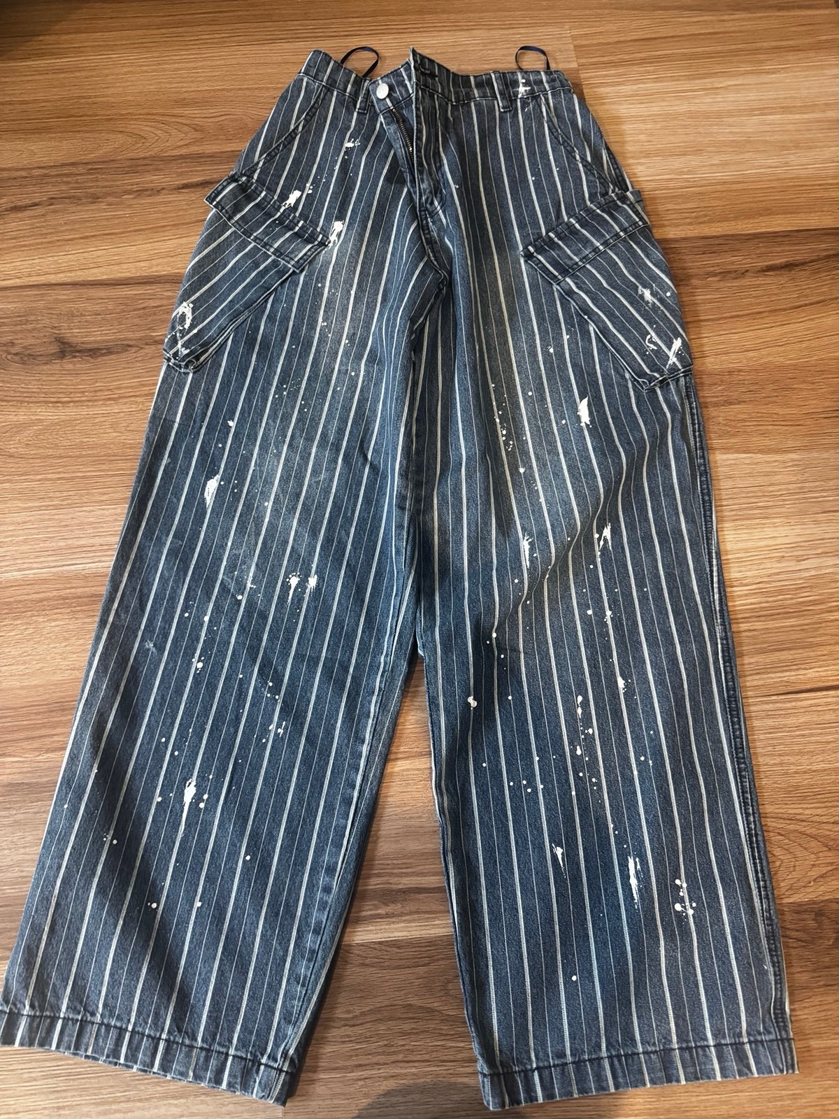 Blue Velvet Boutique Denim Jeans stripe high waist Large