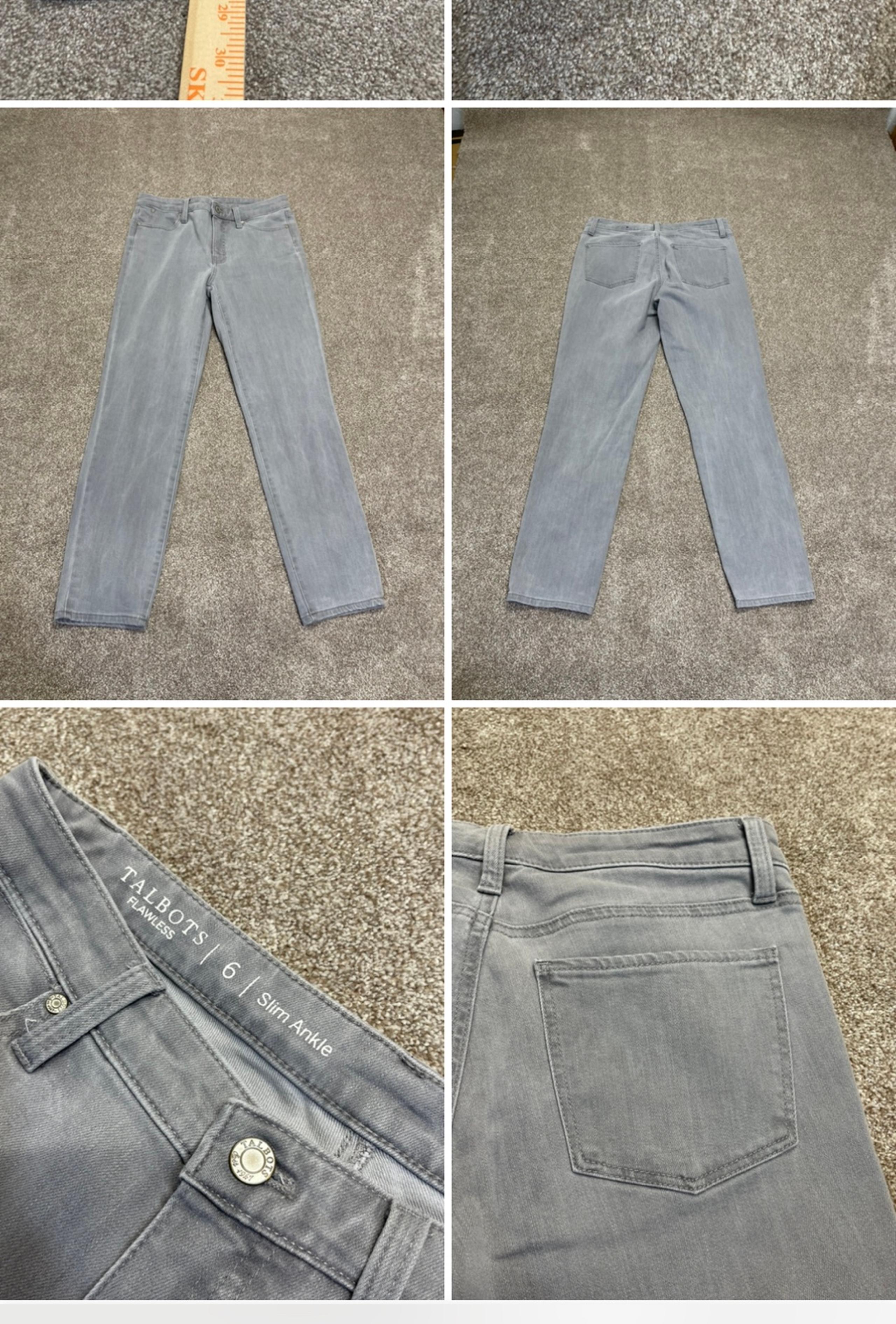 Talbots flawless womens slim ankle jeans sz 6 high rise gray stretch denim