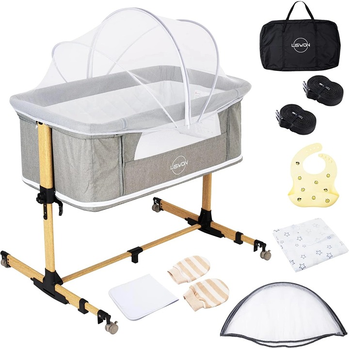 Baby Bassinet Bedside Sleeper Portable Baby Crib Bassinet Adjustable