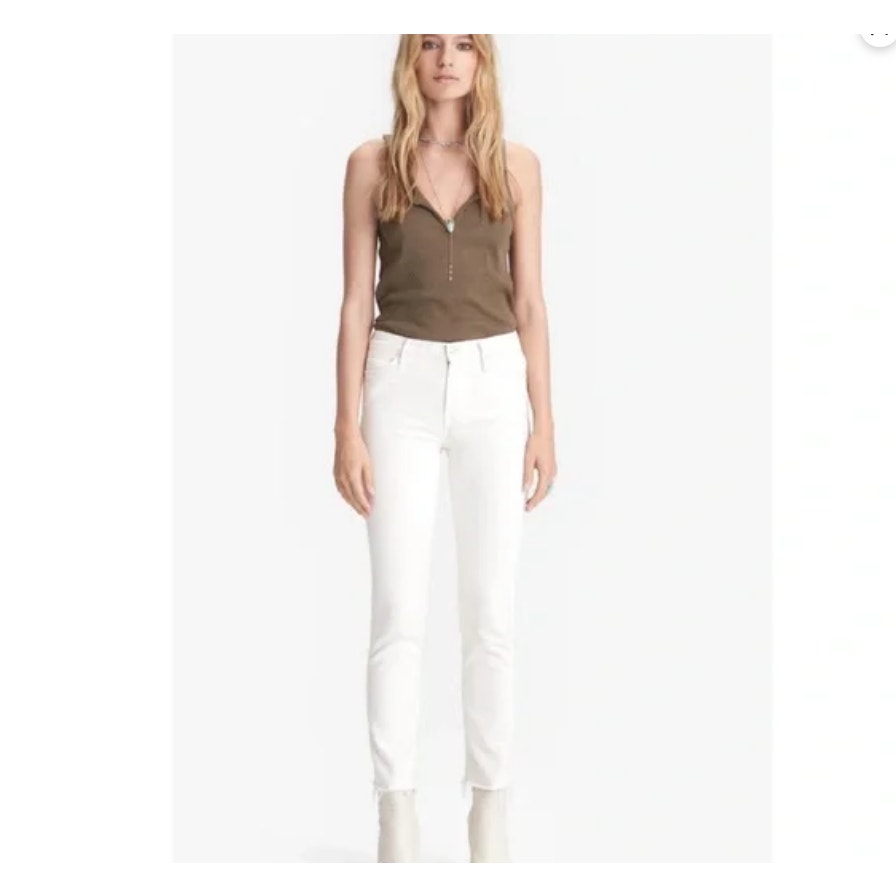MOTHER Jeans Women Size 29 The Rascal Crop Fray Cream Puff Off White High Rise