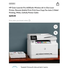 HP color Wireless LaserJet printer