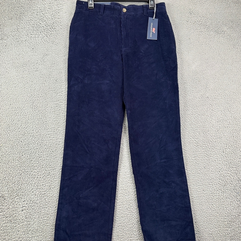 Vineyard Vines Corduroy Pants Men 32X32 Blue Flat Front Straight Leg Classic NEW