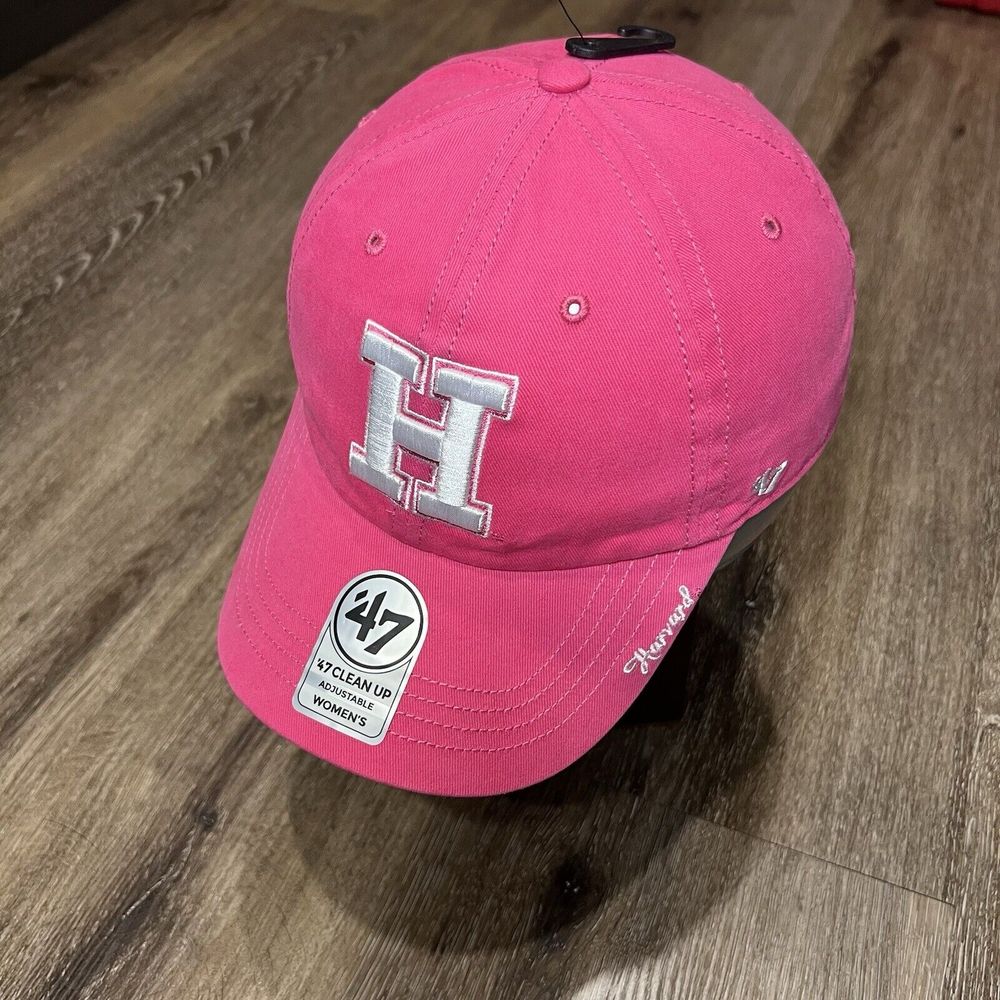 '47 Harvard Crimson Hat Pink White Women Baseball Dad Cap Embroidered Logo