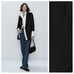 NWT. Massimo Dutti Black 100% Wool Micro-Textured Open Blazer. Size 4.
