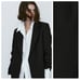NWT. Massimo Dutti Black 100% Wool Micro-Textured Open Blazer. Size 4.