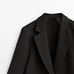 NWT. Massimo Dutti Black 100% Wool Micro-Textured Open Blazer. Size 4.