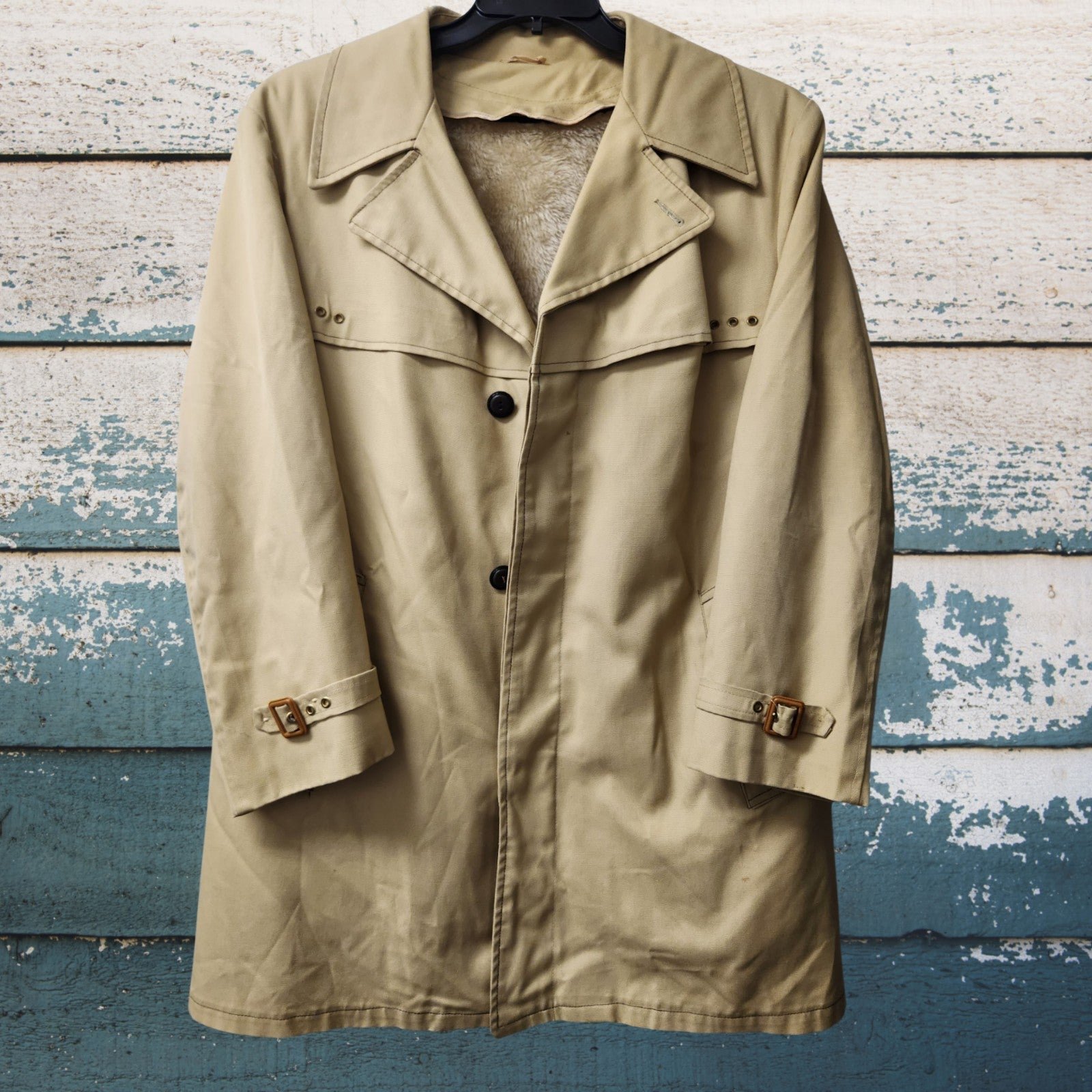 Classic Sterling Wear Of Boston Trench Coat Khaki Zip Out Fleece Liner