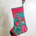 Handmade Quilted Floral Christmas Stocking Set