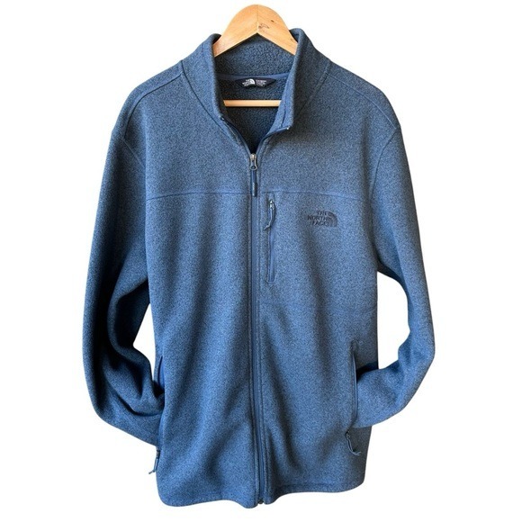 The North Face Fleece Jacket Sweater Blue Zip Up Pockets Active Cold Weather XXL