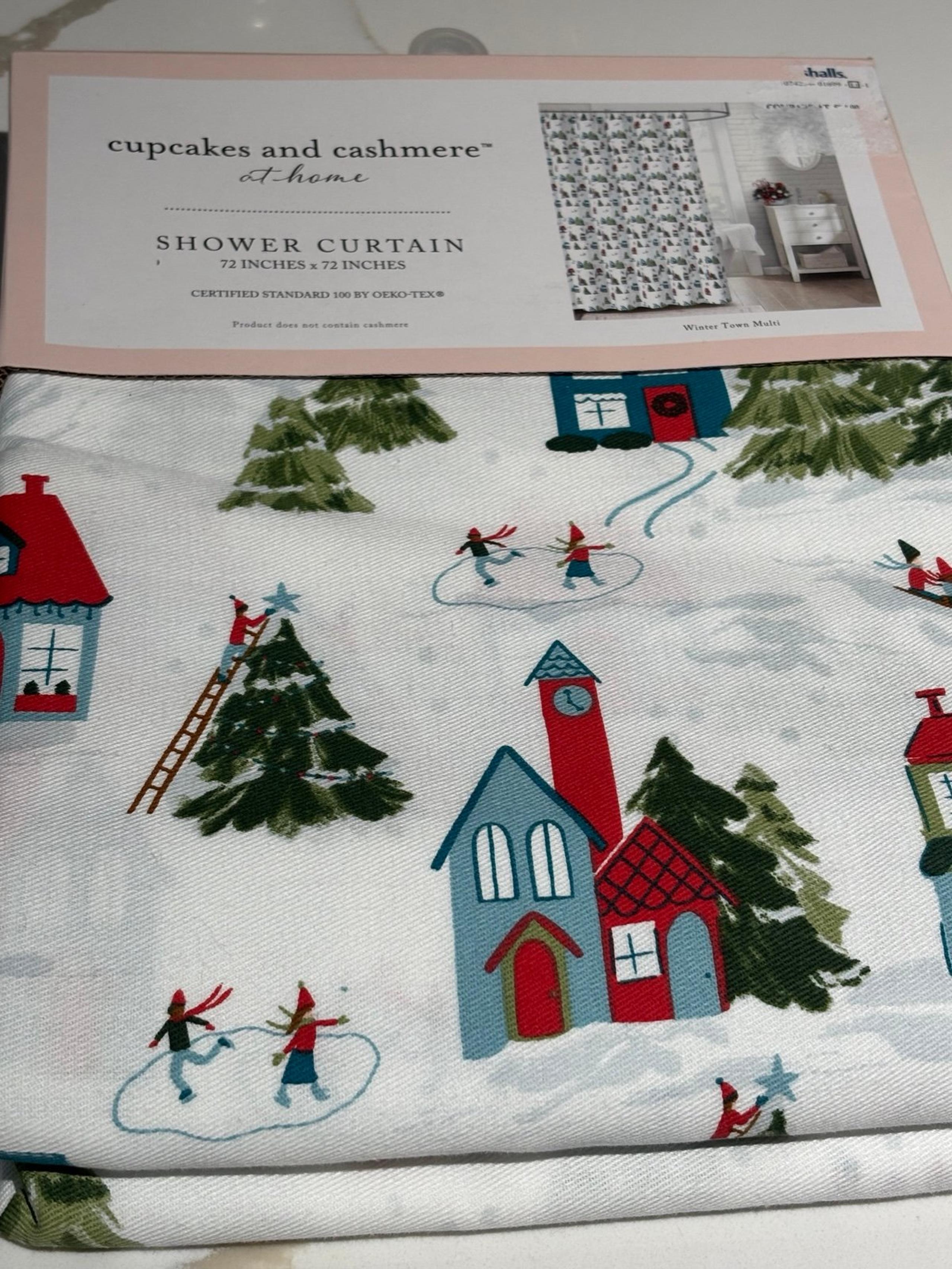 Christmas Holiday Shower Curtain Isaac Mizrahi 72” by 72”