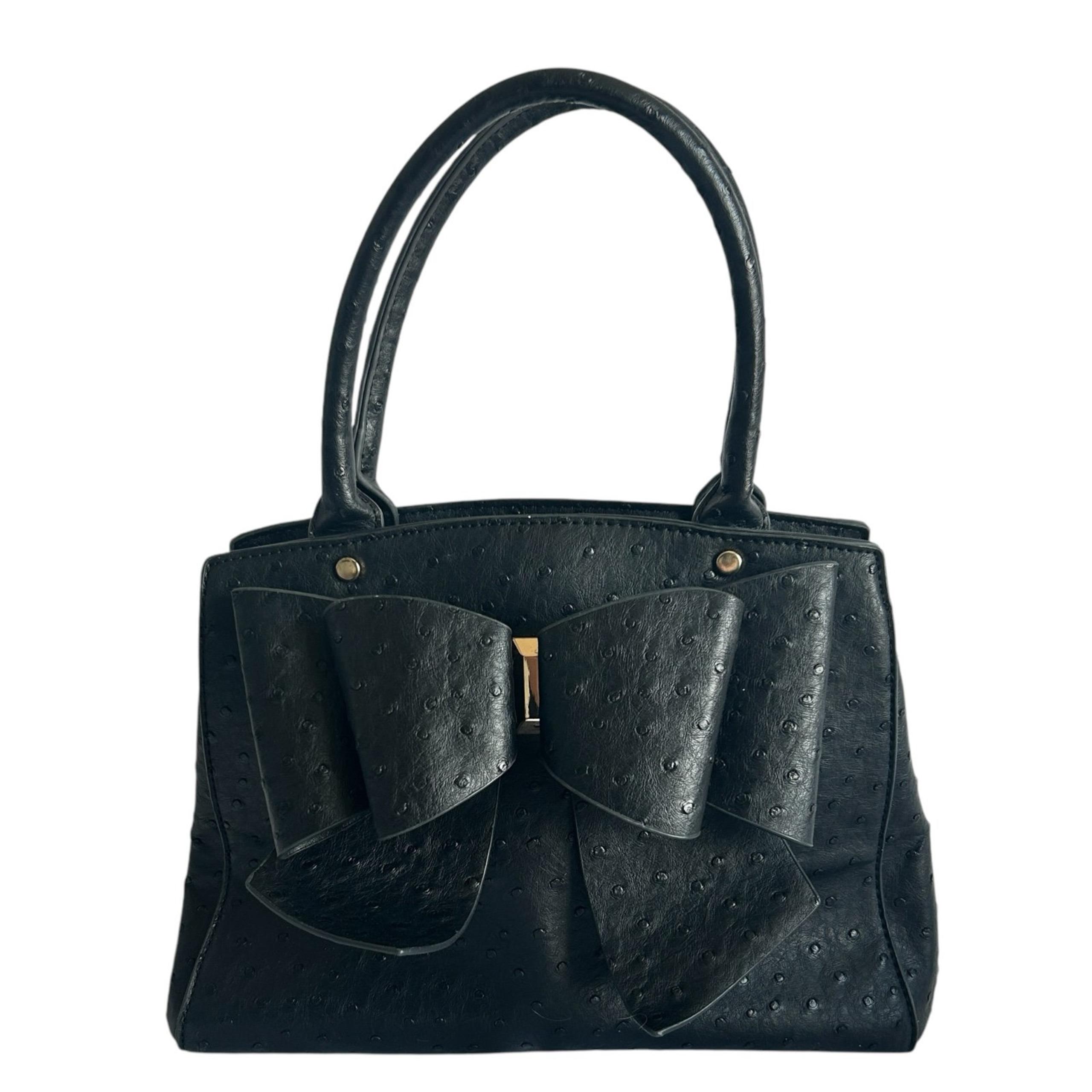 Crossi Like Dreams Big Black Bow Women's Park Bowtie Satchel Bag