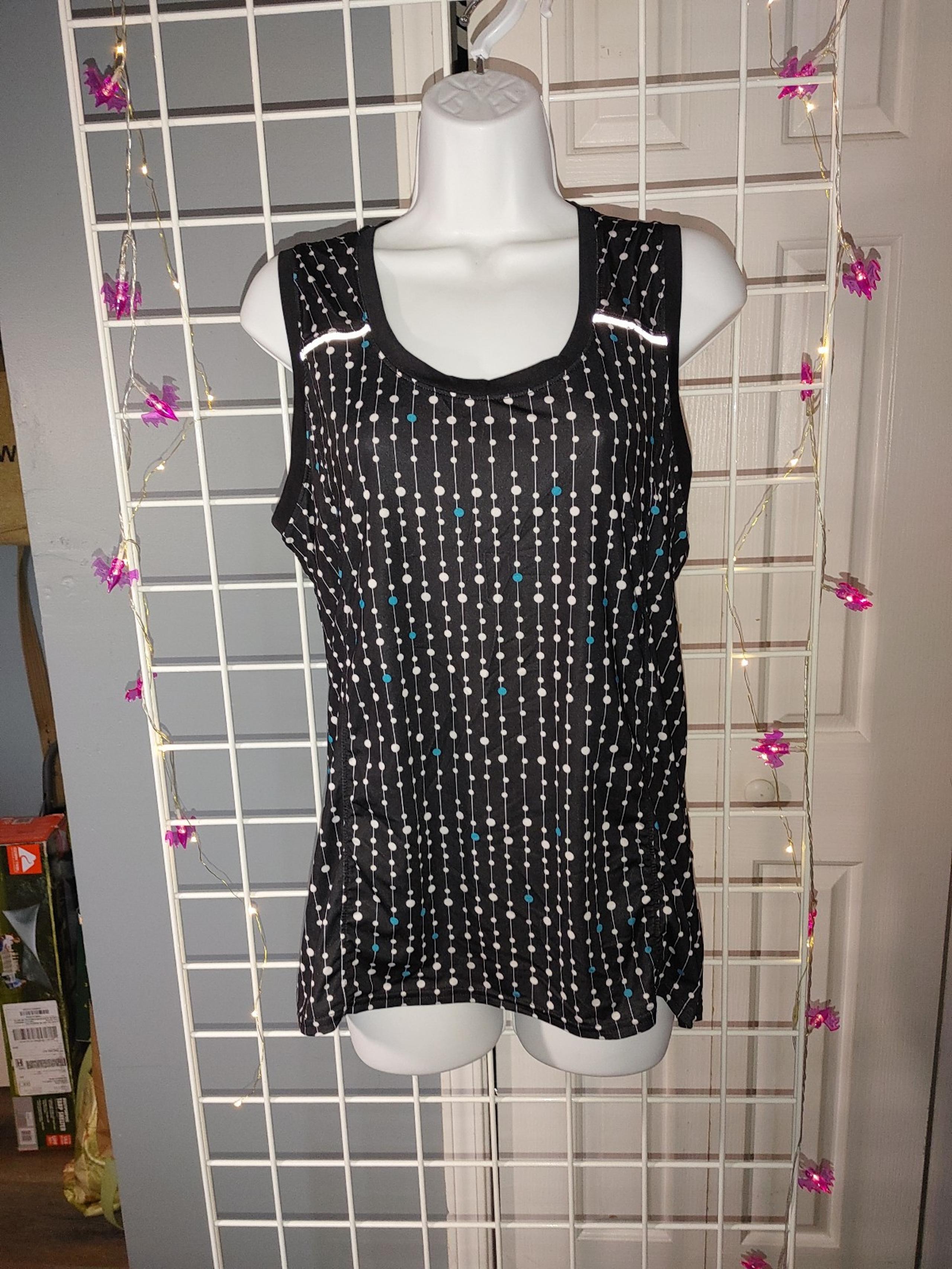 Athletic Tennis ,Golf, cycyling Reflective Tank Top black polka dot XL
