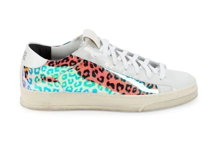 P448 Women's Sneaker EU 40 US 9.5-10 Jack Leopard Print Hologram Low Top Skater
