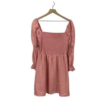 NWT Reformation Zoya Smocked Linen Mini Dress - Pink - XL