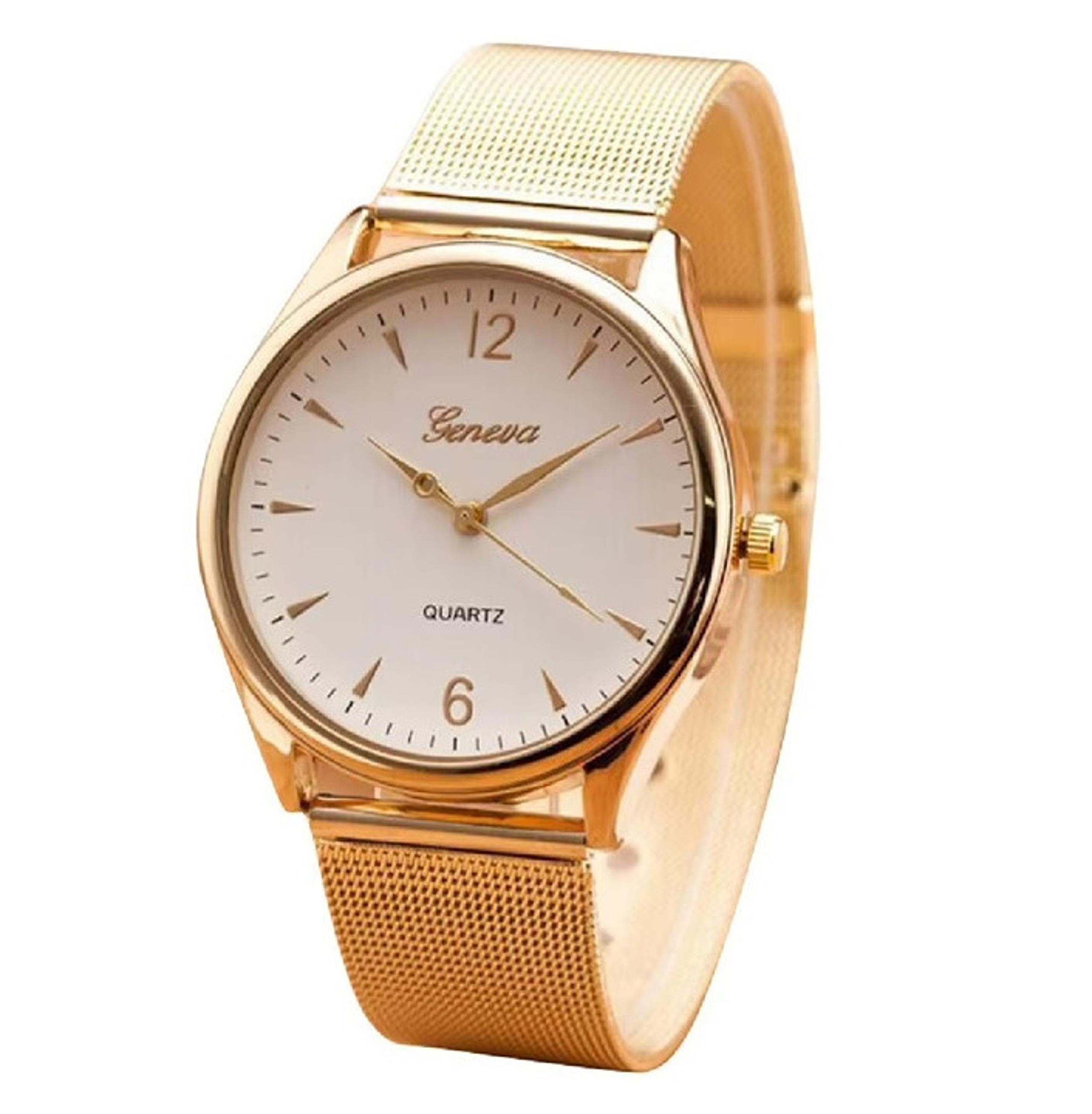 GENEVA Classic Luxury Collection Golden Gold Colour 40mm White Dial Quartz Watch