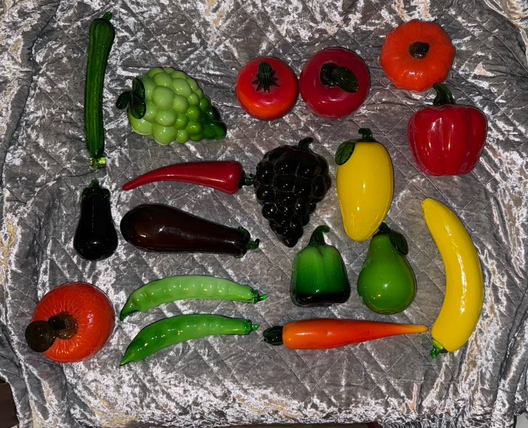 Vintage Glass Fruits and Vegetables Lot of 18