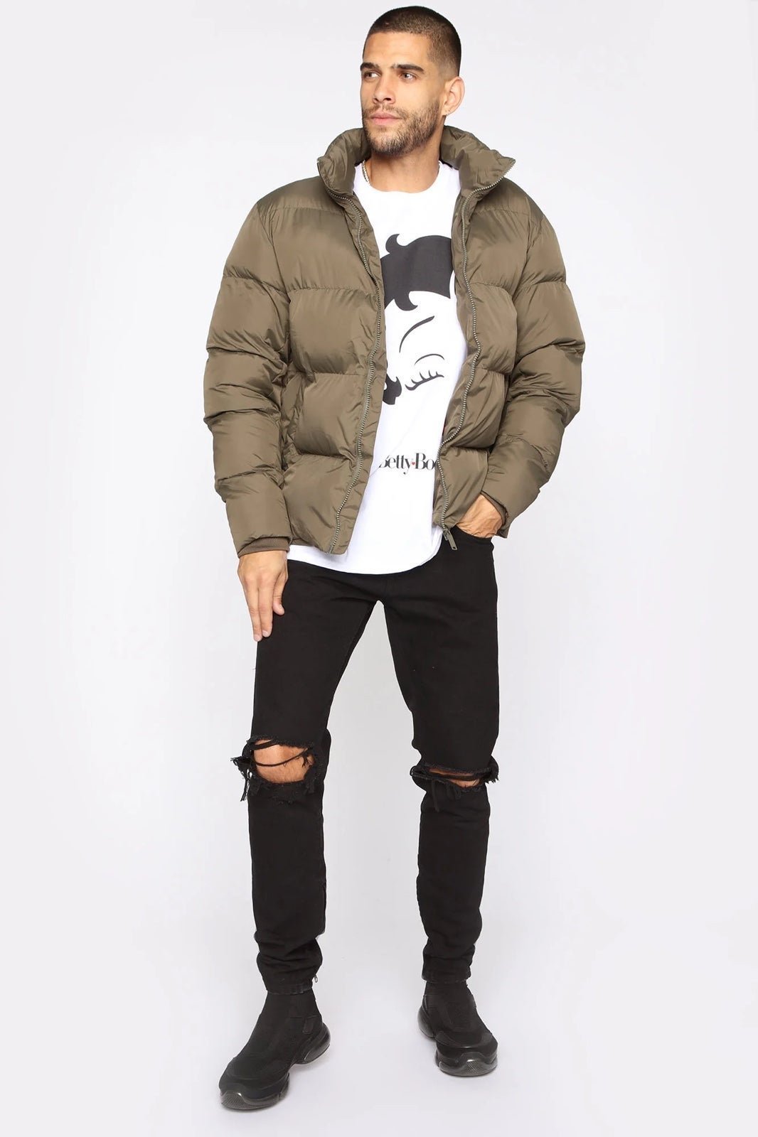 **LIKE NEW** Fashion Nova Olive Green Puffer Jacket