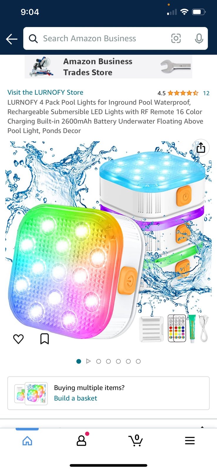 LURNOFY 4 Pack Pool Lights for Inground Pool Waterproof, Rechargeable Submersibl