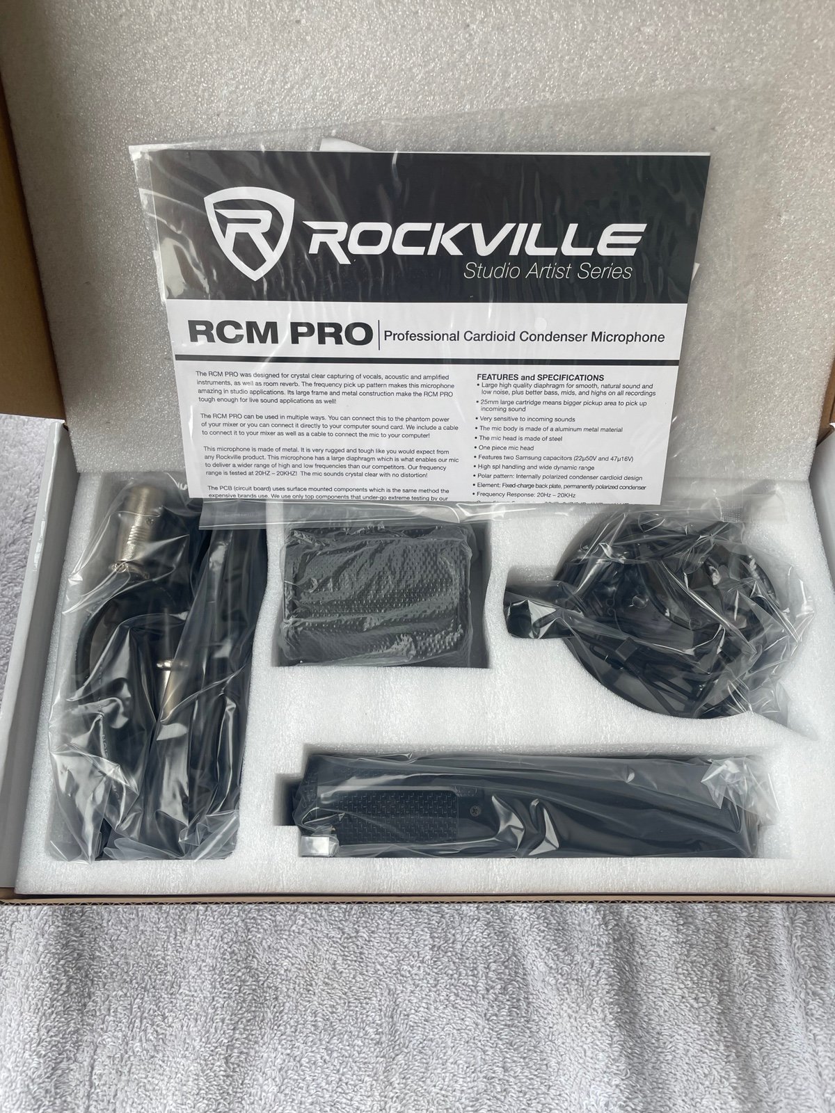 New Rockville RCM PRO Studio/Recording Condenser Microphone w Samsung Capacitors