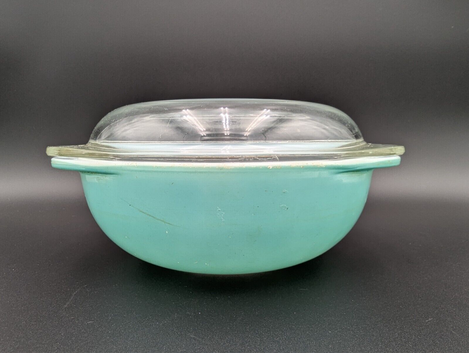 Vintage Pyrex Round 1 1/2 QT Casserole Dish Turquoise #023 w/Lid
