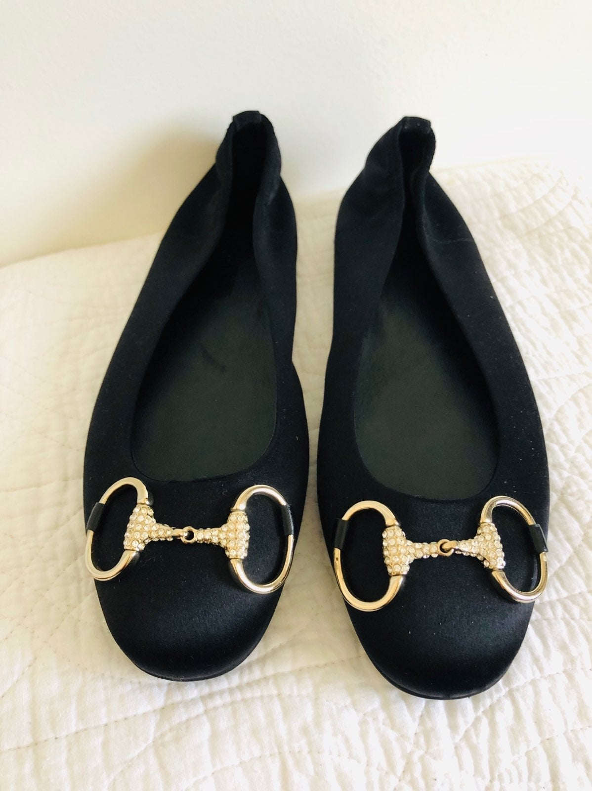NEW Gucci black horsebit diamond shoes