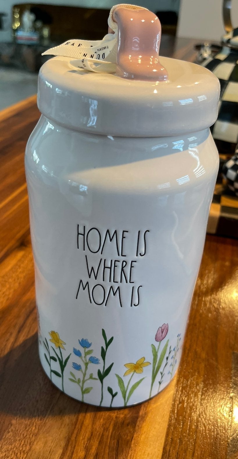 Rae dunn HOME is Where MOM is canister