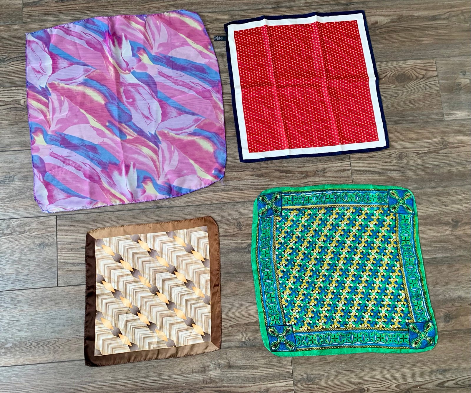 vintage pocket square scarf set Of 4