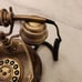 Vintage Sitel Black/Gold Antique Style Leather Look French Push Button Phone