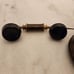 Vintage Sitel Black/Gold Antique Style Leather Look French Push Button Phone